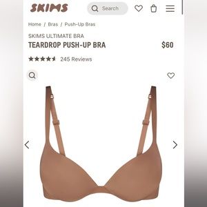 Skims Ultimate Teardrop Push Up Plunge Bra Size 36D in color Sienna